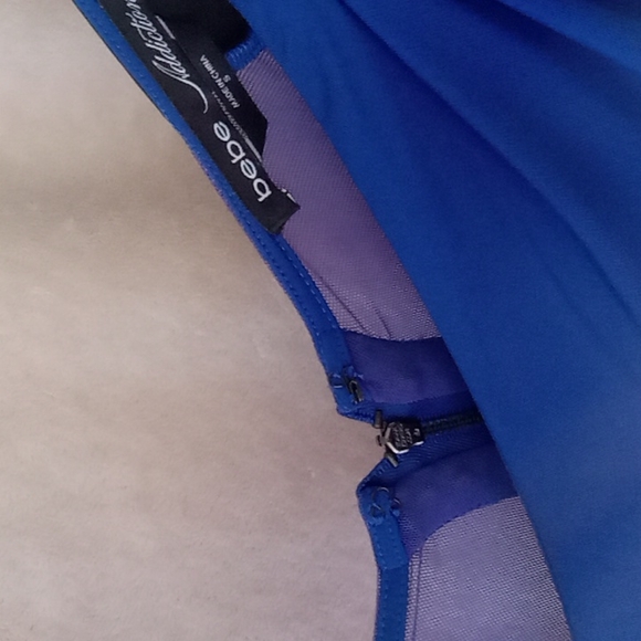 Bebe Addiction Faux black leather sleeves Size S Blue - Picture 3 of 5